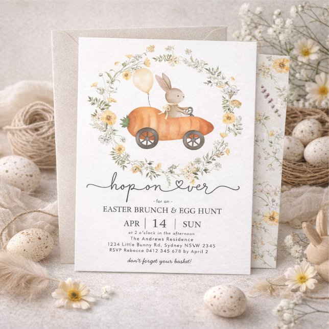 Invitation Déjeuner de Pâques & chasse aux œufs | Lapin Wildf (Créateur téléchargé)