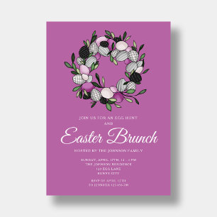 Invitation Déjeuner de Pâques Couronne Violette Moderne