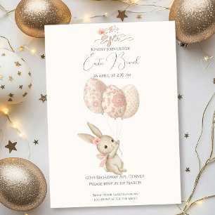 Invitation Déjeuner de Pâques de lapin bébé rose clair mignon
