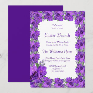 Invitation Déjeuner de Pâques encadré floral fantaisie