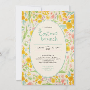 Invitation Déjeuner de Pâques Fleurs printanières aquarelle f