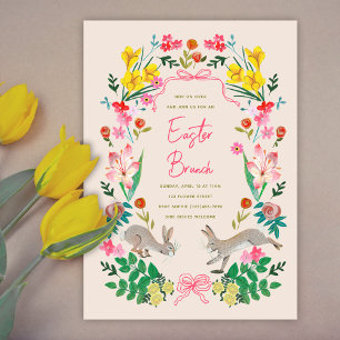 Invitation Déjeuner de Pâques Lapin Floral Fête printanière d