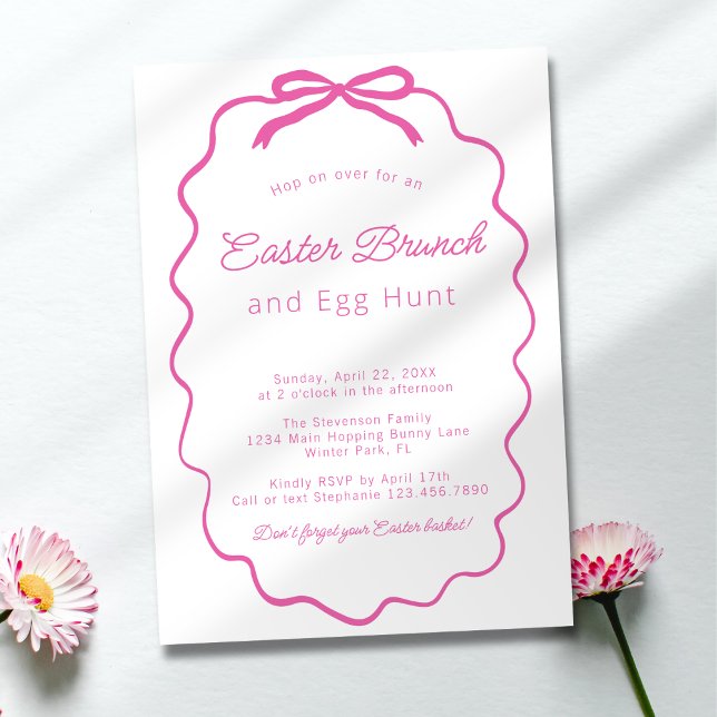 Invitation Déjeuner de Pâques Simple Rose Coquette Minimalist (Créateur téléchargé)