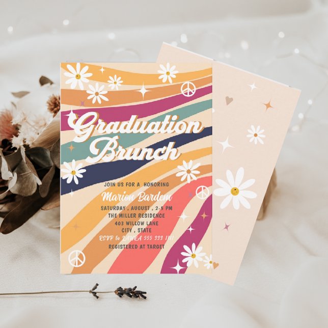 Invitation Déjeuner de promo aquarelle rétro groovy (Créateur téléchargé)