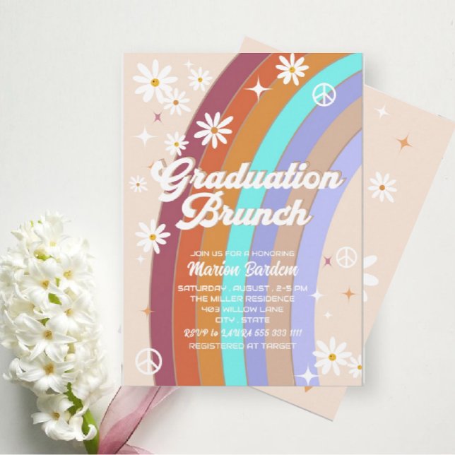 Invitation Déjeuner de remise de diplôme aquarelle rétro groo (Créateur téléchargé)