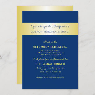 Invitation Déjeuner de répétition de la cérémonie Gold n Navy