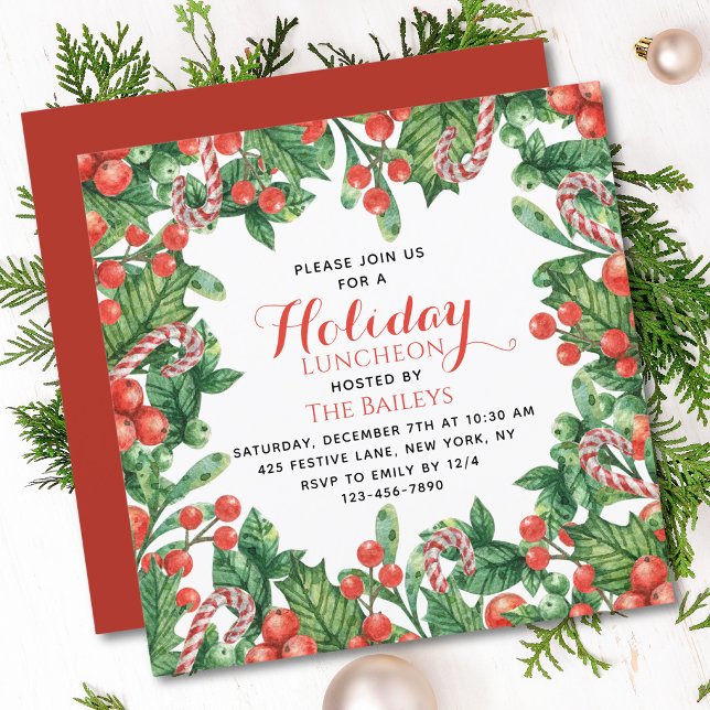 Invitation Déjeuner de vacances de Noël à l'aquarelle (Créateur téléchargé)