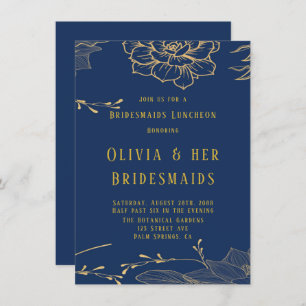 Invitation Déjeuner des Bridesmaids Classy Navy Blue Gold Rac