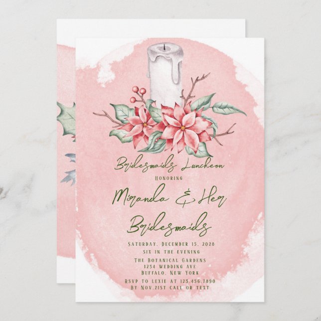 Invitation Déjeuner des femmes d'affaires de Noël Peint Poins (Devant / Derrière)