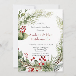 Invitation Déjeuner des femmes d'honneur de Pine de Baies Rou