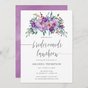 Invitation Déjeuner des Magnolias Violet et des Bridesmaides 