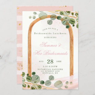 Invitation Déjeuner d'Eucalyptus Rose Arc En Bois