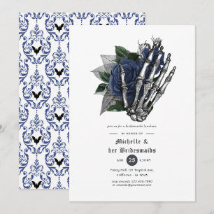 Invitation Déjeuner d'honneur Gothique Floral de Dark Navy