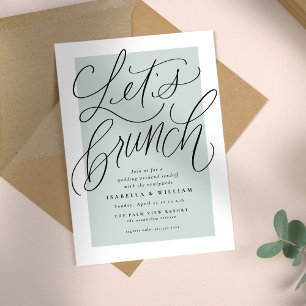 Invitation Déjeuner-dîner vert sauge après le mariage en lett