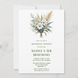 Invitation Déjeuner d'servantes peintes en vert de fleurs bla