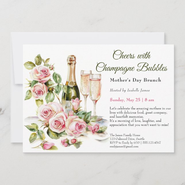Invitation Déjeuner du dimanche de la Fête des Mères – Toast  (Devant)