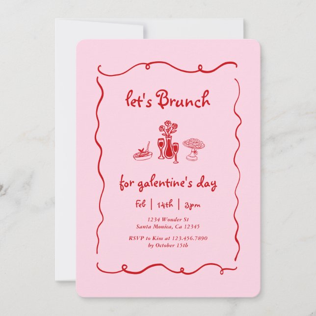 Invitation Déjeuner du jour de Galentine (Devant)