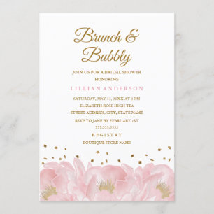 Invitation Déjeuner élégant aux pivoines roses et bridal show