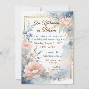 Invitation Déjeuner Élégant dans un Jardin Floral en Fleur