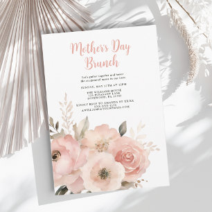 Invitation Déjeuner élégant de Fête des Mères avec des fleurs