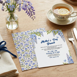 Invitation Déjeuner élégant de la fête des mères avec des fle