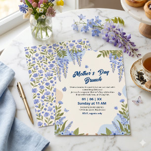 Invitation Déjeuner élégant de la fête des mères avec des fle