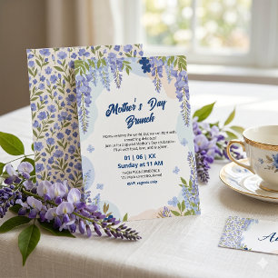 Invitation Déjeuner élégant de la fête des mères avec des fle