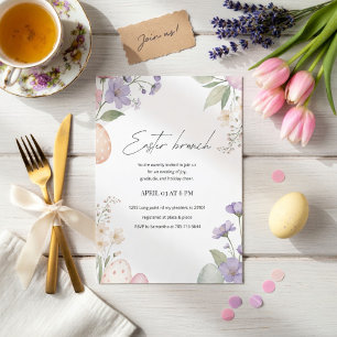 Invitation Déjeuner élégant de Pâques Floral pastel du prin