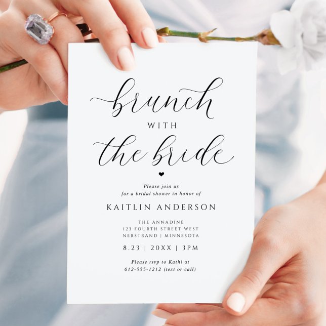 Invitation Déjeuner Élégant Moderne avec la Mariée Enterremen (Brunch with the Bride bridal shower invitation - romantic, modern, minimalist, classy, sophisticated)