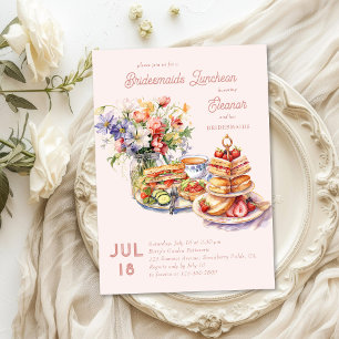 Invitation Déjeuner Féminin Thé Fleurs Demoiselles d'Honneur