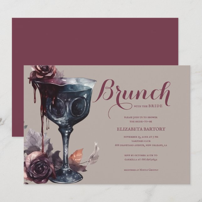 Invitation Déjeuner gothique avec douche de la mariée et cali (Devant / Derrière)