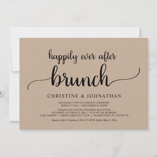 Invitation Déjeuner Mariage Fuite Romantique Rustique Pour To (Devant)