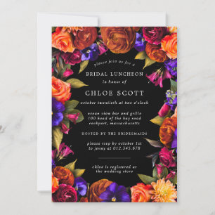 Invitation Déjeuner nuptial bordeaux rouge violet orange flor