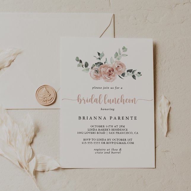 Invitation Déjeuner nuptial classique rose rose rose (Créateur téléchargé)