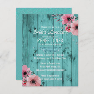 Invitation Déjeuner nuptial country chic Wedding shower Turq