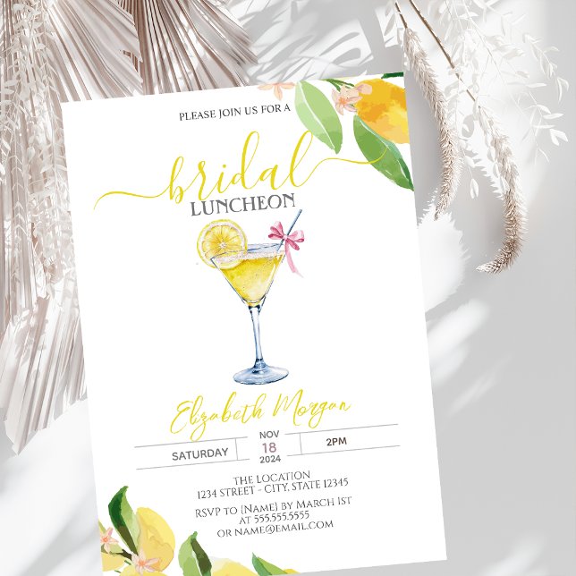 Invitation Déjeuner nuptial de citron de verre à cocktail (Créateur téléchargé)