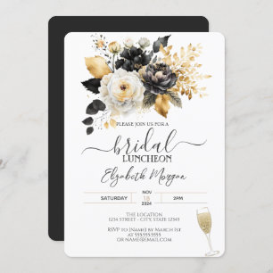 Invitation Déjeuner nuptial de fleurs blanches d'or