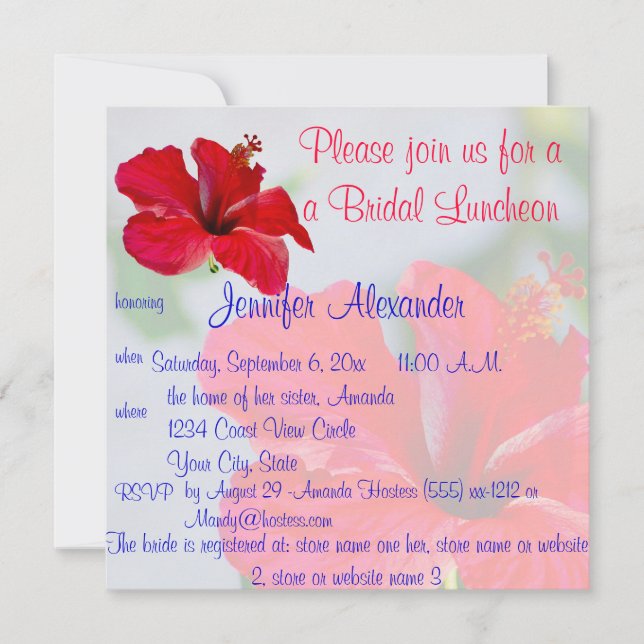 Invitation Déjeuner nuptial de jolies fleurs tropicales (Devant)