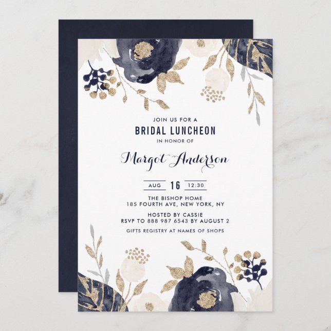 Invitation Déjeuner nuptial de la Marine et des Fleurs d'ivoi (Devant / Derrière)