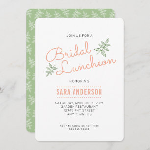 Invitation Déjeuner nuptial des Feuilles de Sage Green et de 