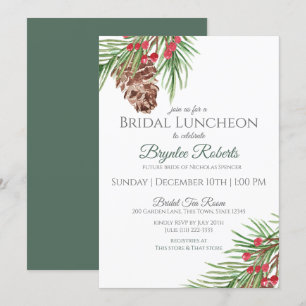 Invitation Déjeuner nuptial d'hiver de pin et de baies