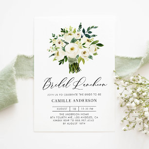 Invitation Déjeuner nuptial du Bouquet floral blanc