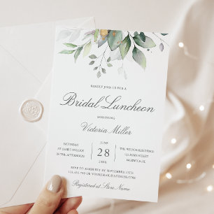 Invitation Déjeuner nuptial Feuille Eucalyptus Green
