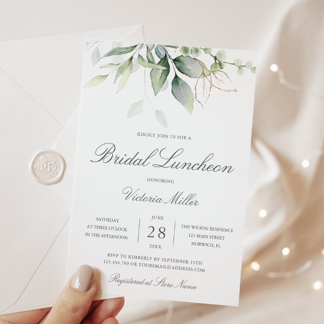 Invitation Déjeuner nuptial Feuille Eucalyptus Green (Créateur téléchargé)