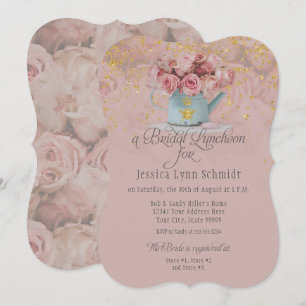 Invitation Déjeuner nuptial Floral Dusty Rose Parties scintil