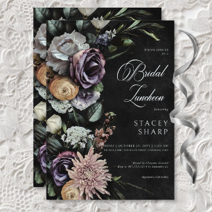 Invitation Déjeuner nuptial gothique foncé mystérieux et flor