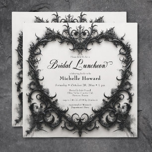 Invitation Déjeuner nuptial gothique noir et blanc en fibre d