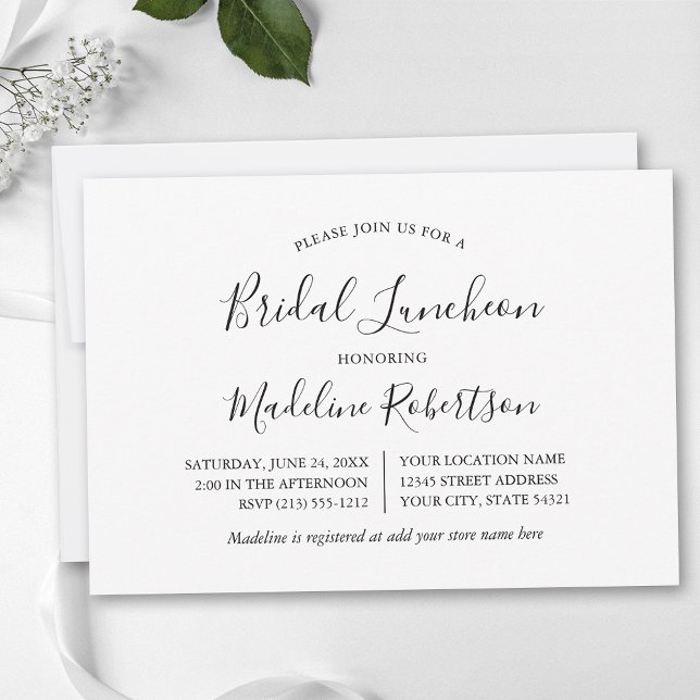 Invitation Déjeuner nuptial minimaliste moderne (Customize to change text size, style or color.)
