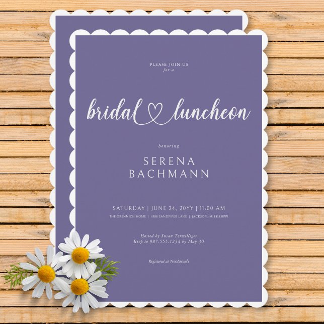 Invitation Déjeuner nuptial minimaliste romantique moderne (Modern Romantic Minimal Lavender Bridal Luncheon Invitation)