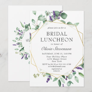 Invitation Déjeuner nuptial moderne Eucalyptus cadre géométri